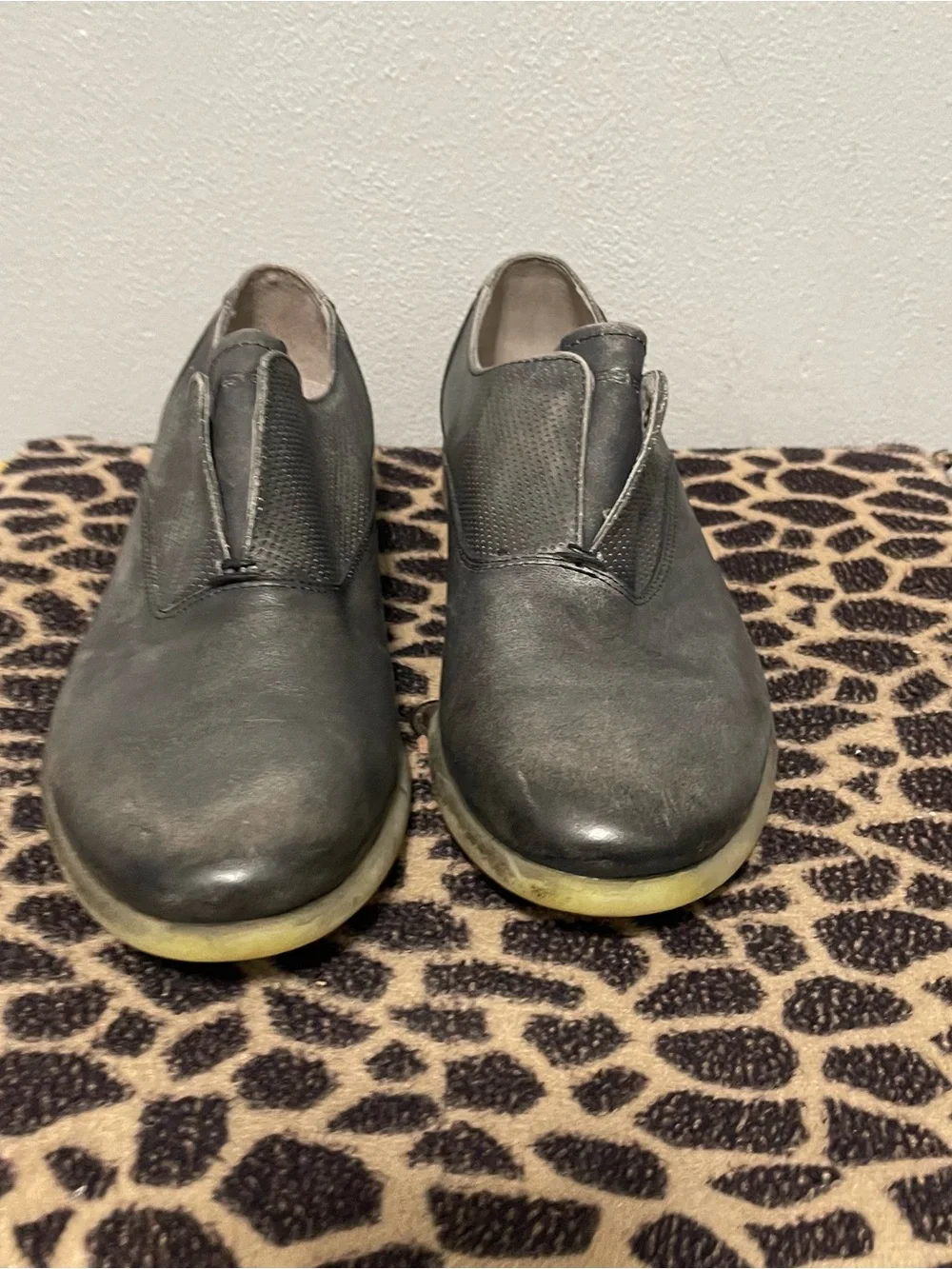Diesel Boa Vista Chronon Slip On Distressed Loafers Gray Leather Mens 42/9